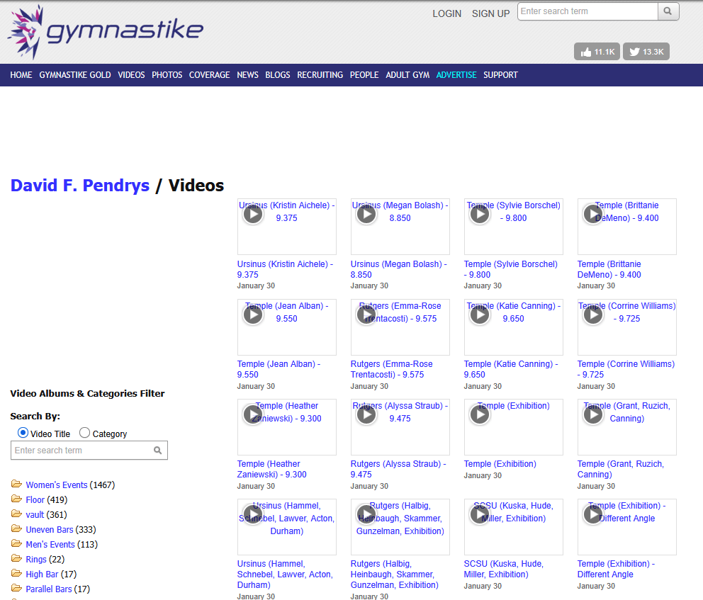 Page of Videos recovered from Archive.org from the Gymnastike site.